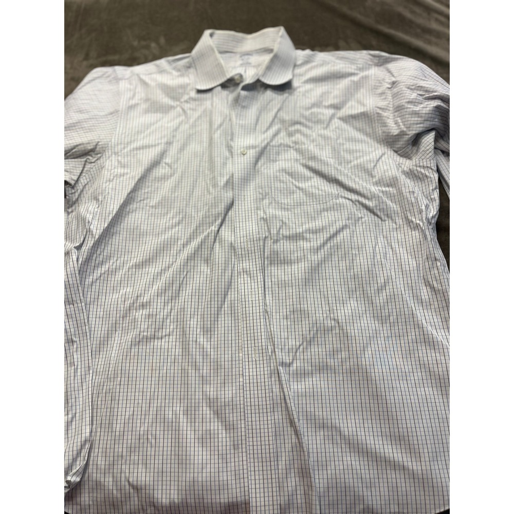Brooks Brothers Regent Dress Shirt 18-34 White Blue Tattersall Supima Cotton